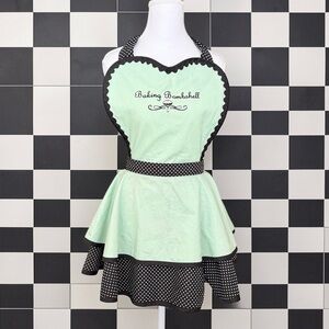 Vintage Retro Style Kitchen Apron Embroidered Baking Bombshell Polka Dot